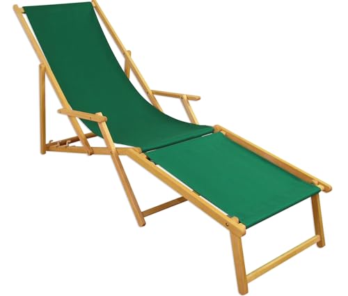 Holz-Liegestuhl klein oder groß mit viel Zubehör nach Wahl Stofffarbe grün V-10-304N, Ausstattung Liegestuhl:Fußteil von Erst-Holz