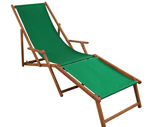 Liegestuhl Sonnenliege grün Fußablage Gartenliege Holz Deckchair Strandstuhl Gartenmöbel 10-304 F von Erst-Holz