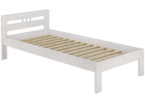 Erst-Holz® Massivholzbett Kiefer weiß Einzelbett 100x200 Jugendbett Futonbett Rollrost Gästebett 60.64-10 W von Erst-Holz