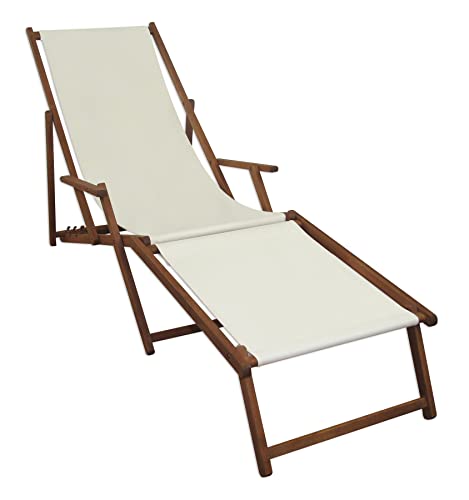 Sonnenliege weiß Liegestuhl Fußablage Gartenliege Holz Deckchair Strandstuhl Gartenmöbel 10-303 F von Erst-Holz