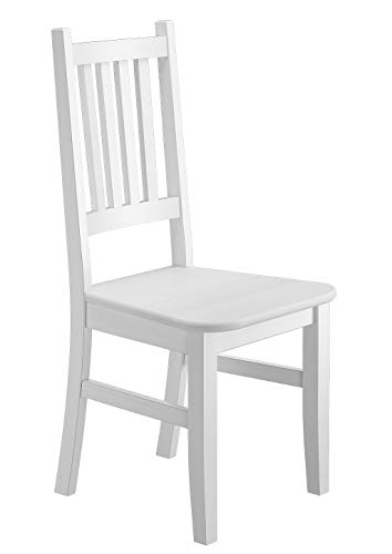 Weißer Stuhl Eris Küchenstuhl Massivholzstuhl Esszimmerstuhl Kiefer 90.71-01 W von Erst-Holz®