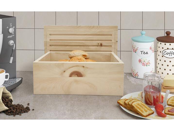 Brotbox aus Zirben Holz mit Schneidebrett von Erst-Holz