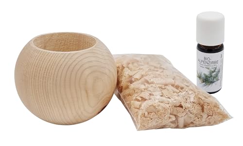 Duft Kugel mit Zirbenflocken und Duftöl Holz Deko V-40.10-002, Größe:8 cm Duft Kugel mit Zirbenflocken und Duftöl Holz Deko V-40.10-002, Größe:8 cm von Erst-Holz