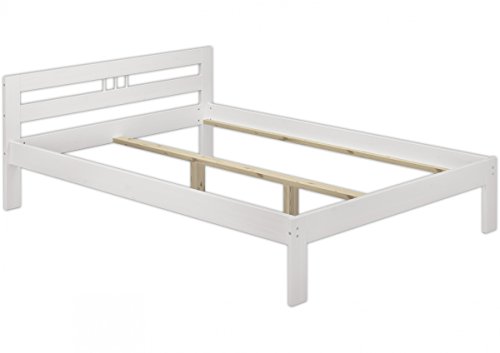 Erst-Holz Bettgestell Kiefer massiv weiß Doppelbett 140x200 Französisches Bett ohne Rollrost 60.64-14 W oR von Erst-Holz