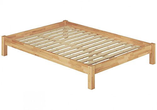 Erst-Holz® Französisches Bett 140x200 Doppelbett Futonbett Massivholzbett Buche Natur Rollrost 60.84-14 von Erst-Holz