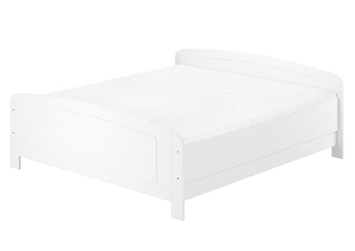 Erst-Holz® Großes weißes Ehebett Seniorenbett extra hoch 180x200 Zubehör wählbar V-60.44W-18 Ausstattung Federholzrahmen und Matratze inkl. von Erst-Holz