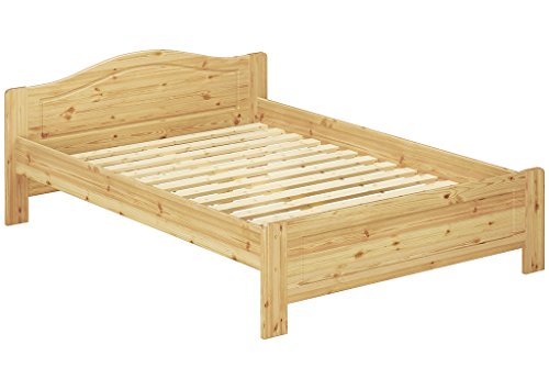 Erst-Holz® Kieferbett Natur Doppelbett 140x200 Futonbett Bett breit Massivholzbett Rollrost 60.37-14 von Erst-Holz