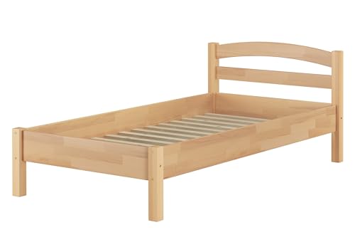 Erst-Holz® Massivholzbett Holzbett Buche Natur 100x200 Einzelbett Bettgestell mit Rollrost 60.73-10 von Erst-Holz