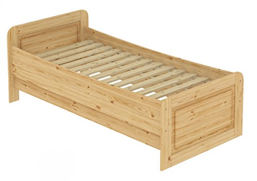 Erst-Holz Seniorenbett extra hoch 120x200 Einzelbett Holzbett Massivholz Kiefer Bett mit Rollrost 60.42-12 von Erst-Holz