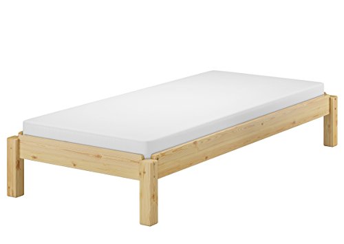 Erst-Holz® Stapelbett Massivholzbett Kiefer Natur 80x200cm Einzelbett stapelbar Gästebett + Matratze 60.48-08M von Erst-Holz