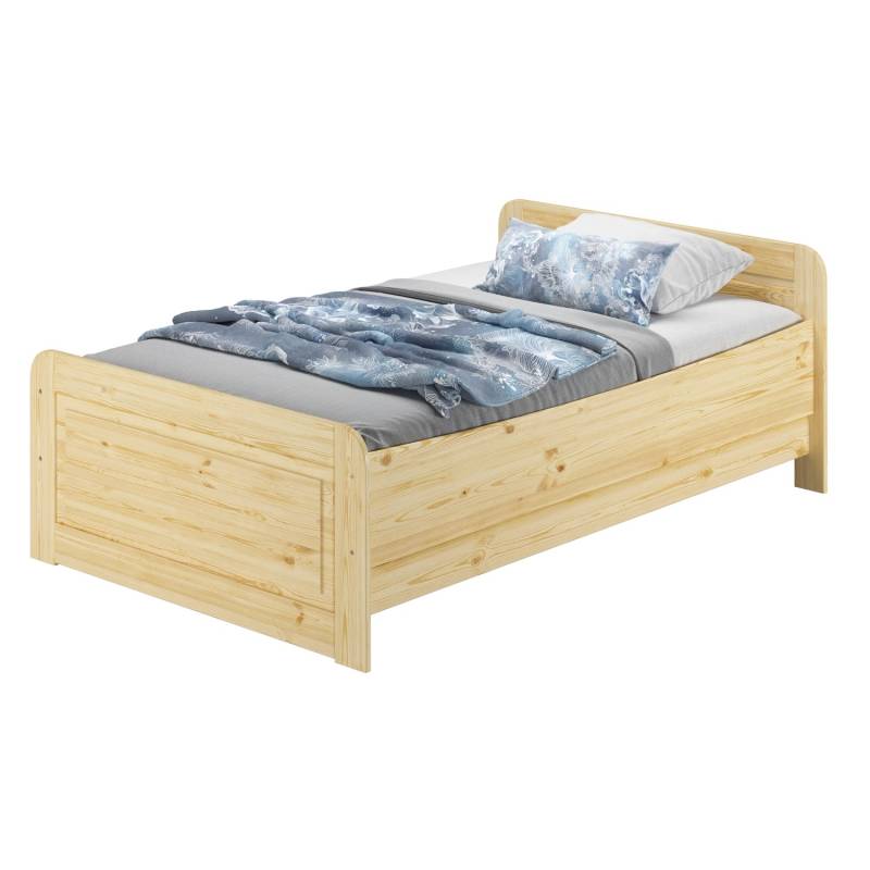 Erst-Holz Bett Extra Hoch 120 x 220 Kiefer Massiv Überlänge mit Rollrost Modell 42 von Erst-Holz