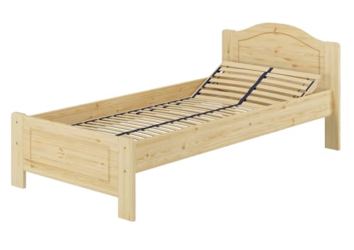 Erst-Holz Bettrahmen Massivholzbett Kiefer Natur Einzelbett 90x200 Futon Singlebett Zubehör wählbar V-60.37-09Federholzrahmen und Matratze inkl. von Erst-Holz