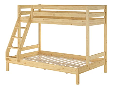 Erst-Holz Doppel-Etagenbett 120x200 und 80x200 Erwachsenen-Stockbett Kiefer Massivholz Natur V-60.18-08-12, Ausstattung:Rollrost inkl. von Erst-Holz