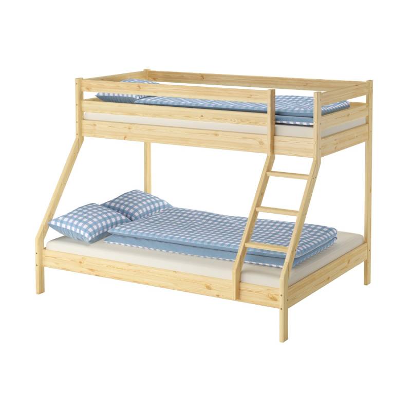 Erst-Holz Doppel-Etagenbett 90 x 200 cm / 140 x 200 cm Kiefer Masssivholz Natur Modell 19 ohne Zubehör von Erst-Holz