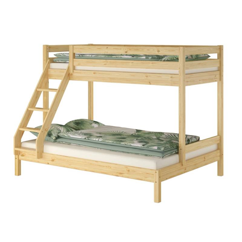 Erst-Holz Doppel-Etagenbett 90 x 200 cm und 140 x 200 cm Erwachsene Kiefer Natur Modell 18 ohne Zubehör von Erst-Holz