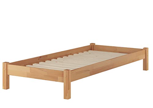 Erst-Holz Einzelbett Bettrahmen 80x200 Futonbett Massivholzbett Buche Natur mit Rollrost 60.84-08 von Erst-Holz