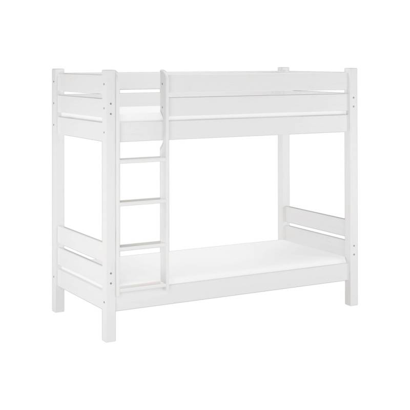 Erst-Holz Etagenbett 100 x 220 in Überlänge Stockbett Kiefer Weiß Modell 16 ohne Zubehör von Erst-Holz