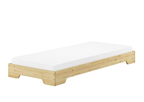 Erst-Holz Extra niedriges stabiles Teenagerbett in kompakter Form 80x190 Massivholz Kiefer V-60.41-08-190, Ausstattung:Rollrost und Matratze inkl. von Erst-Holz