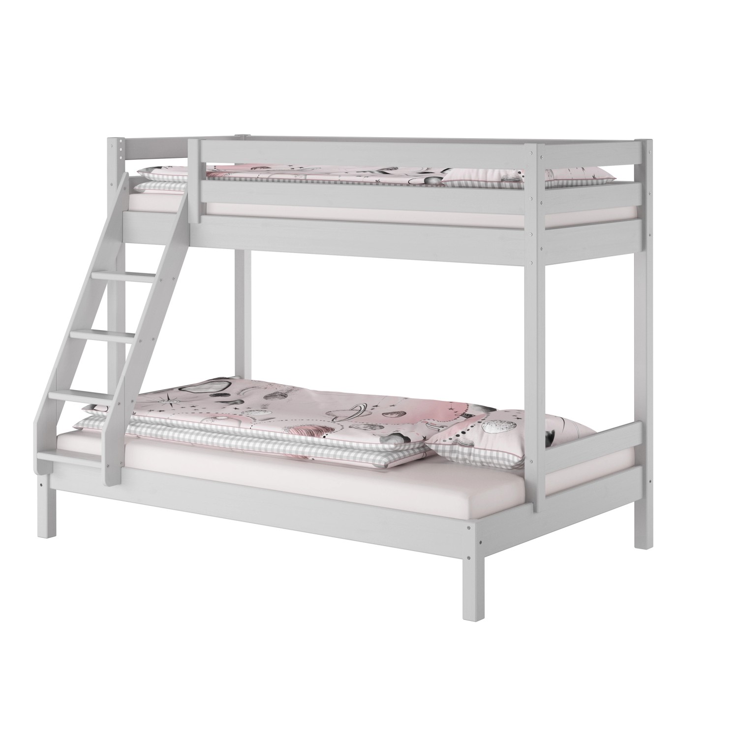Erst-Holz Hellgraues Stockbett 90 x 200 cm / 140 x 200 cm Erwachsene Kiefer Massiv Modell 18 ohne Zubehör Erst-Holz Hellgraues Stockbett 90 x 200 cm / 140 x 200 cm Erwachsene Kiefer Massiv Modell 18 ohne Zubehör von Erst-Holz
