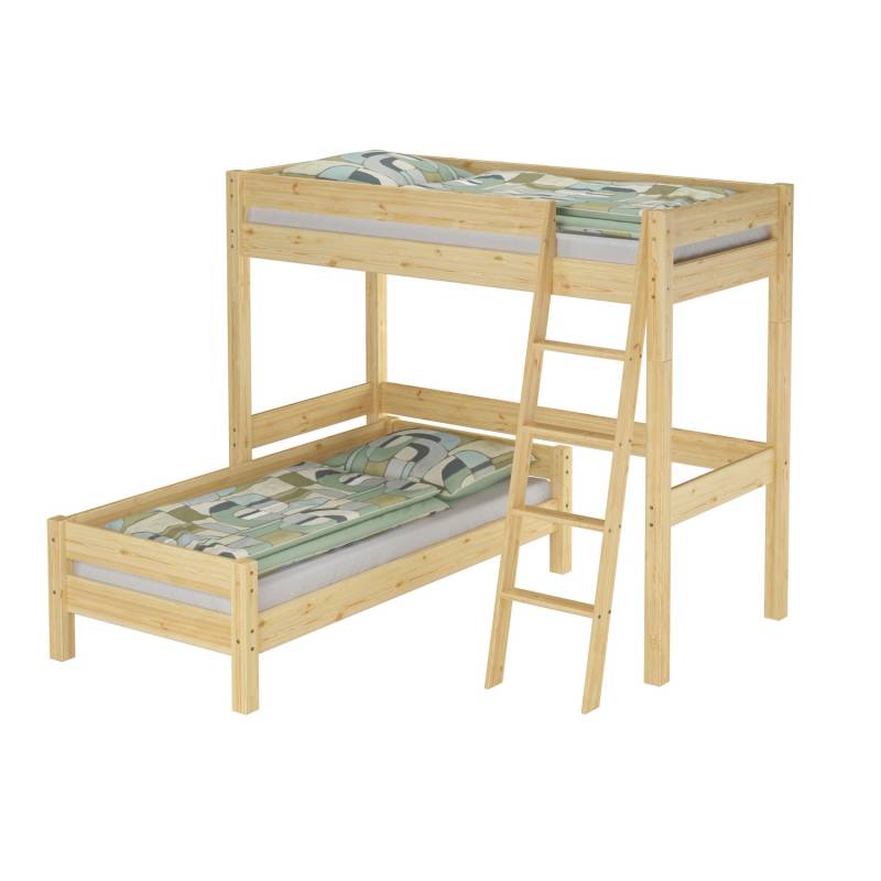 Erst-Holz Hochbett Stockbett Einzelbett 90 x 200 cm Kinderbett Kiefer Massiv Rollrost inkl. von Erst-Holz