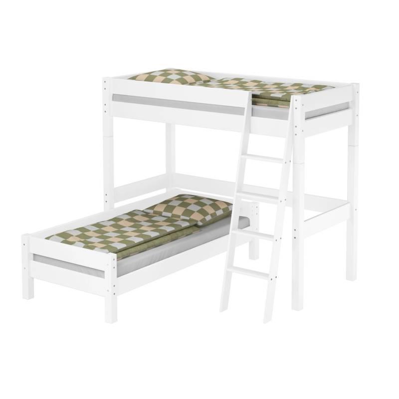 Erst-Holz Hochbett für Kinder mit Einzelbett 90 x 200 cm Stockbett Kiefer Weiß Modell 20 ohne Zubehör von Erst-Holz