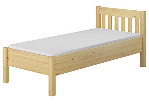 Erst-Holz Hohes Holzbett 90x200 Kiefer Natur Seniorenbett Einzelbett Zubehör wählbar V-60.55-09, Ausstattung:Rollrost und Matratze inkl. von Erst-Holz