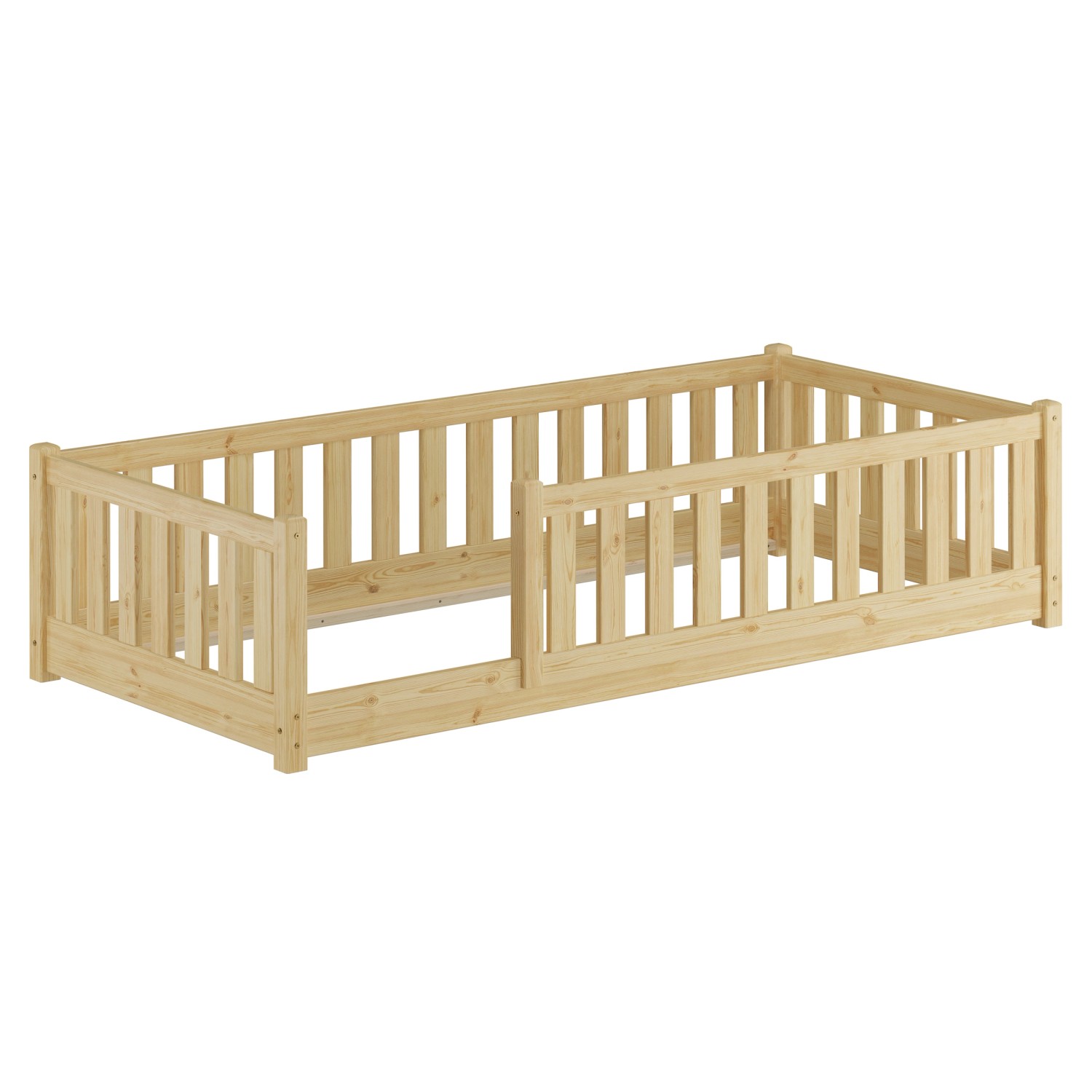 Erst-Holz Holzbett Baby-Bett 90 x 200 cm Flachbett mit Rundumsicherung Kiefer Modell 77 ohne Zubehör von Erst-Holz