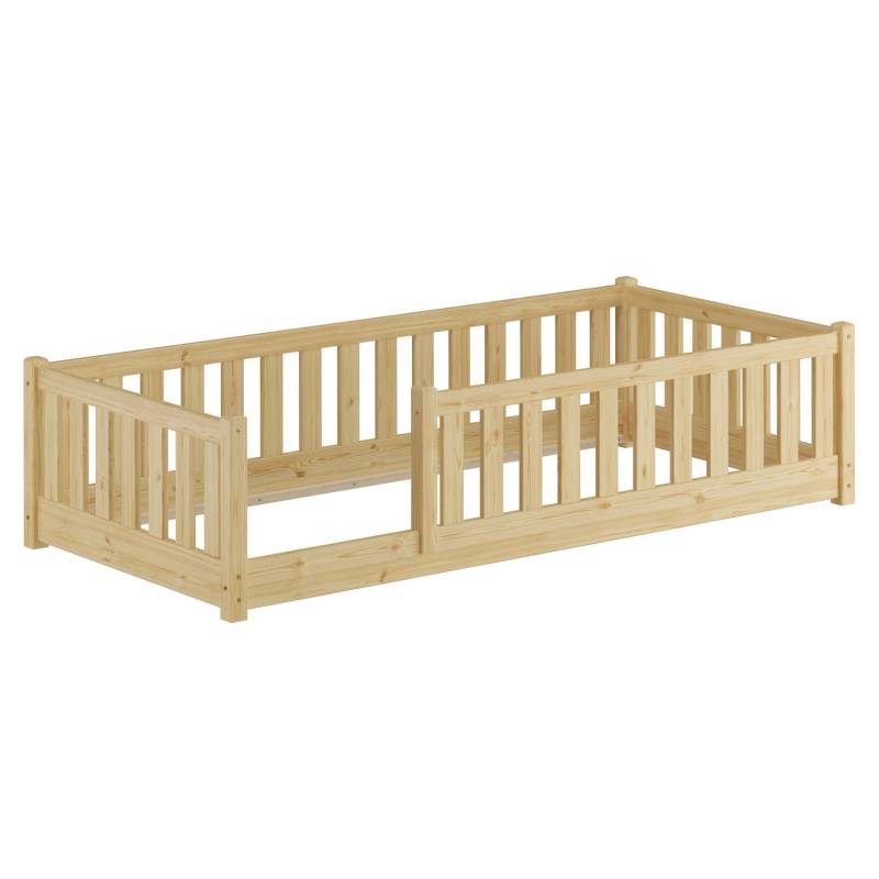 Erst-Holz Holzbett Baby-Bett 90 x 200 cm Flachbett mit Rundumsicherung Kiefer Modell 77 ohne Zubehör von Erst-Holz