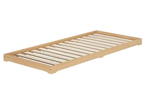 Erst-Holz Niederflurbett Bettrahmen Studenten Futon Bodenbett 100x200 Buche Massivholz V-60.66-10, Ausstattung:Rollrost inkl. von Erst-Holz