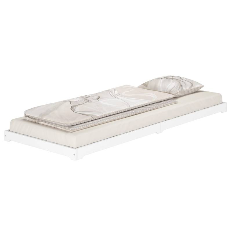 Erst-Holz Niedriges Einzelbett Kiefer Weiß Massivholz 90 x 200 Holzbett Modell 47 ohne Zubehör von Erst-Holz