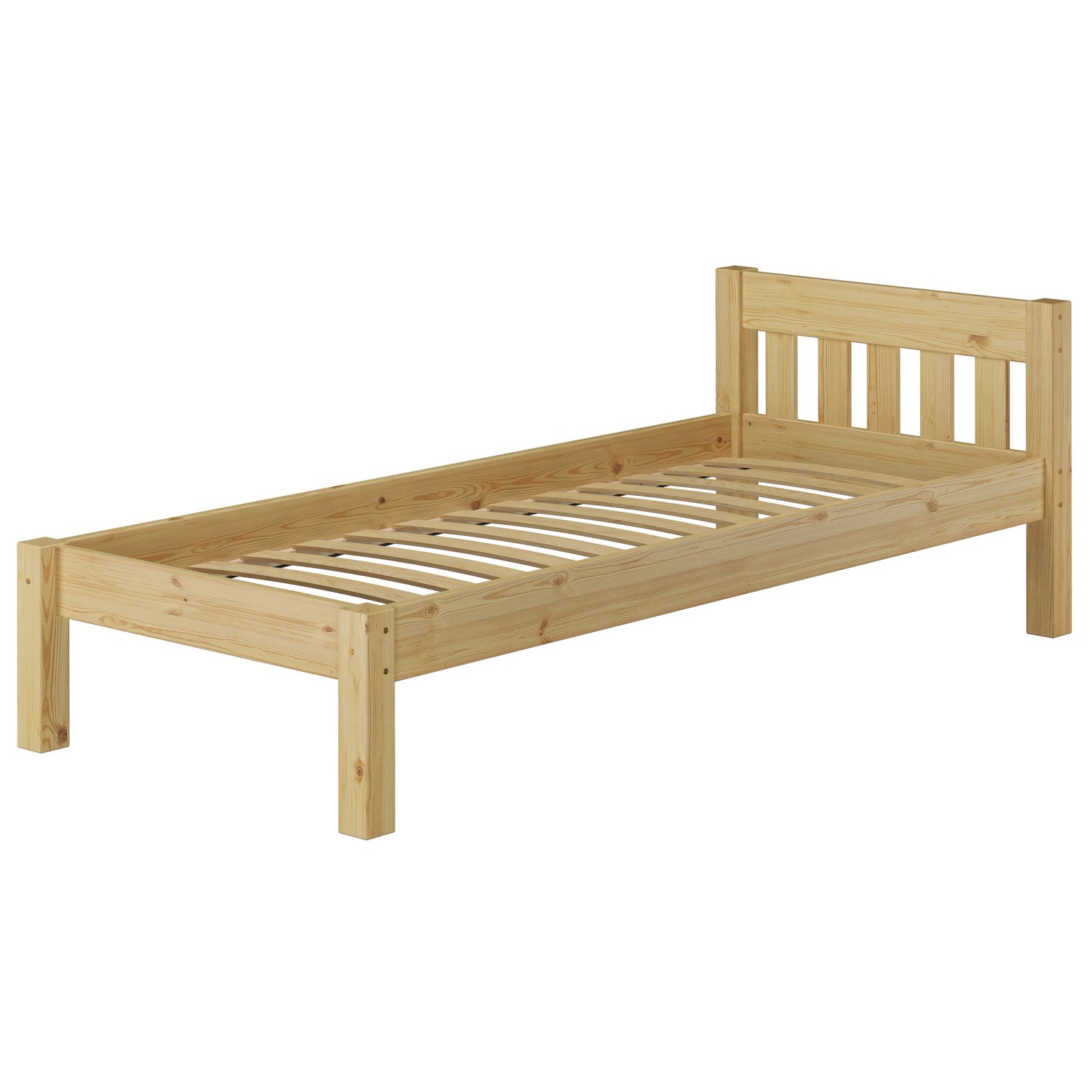 Erst-Holz Schönes Einzelbett 100 x 200 cm Futonbett Holzbett Kiefer Massiv Federleisten von Erst-Holz