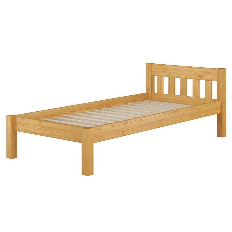 Erst-Holz Stabiles Kiefernbett in Eicheton Gebeizt 90 x 200 cm Rollrost inkl. von Erst-Holz