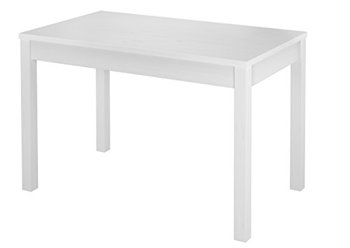 Erst-Holz Weißer schmaler Esszimmertisch aus Kiefer massiv 70x120 cm wählbares Tischbein-Design V-90.70-54W, Beine-Pfosten:Beine Glatt von Erst-Holz