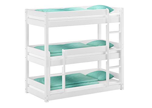 Erst-Holz Weißes Dreier-Etagenbett 3 Liegeflächen Kiefer massiv weiß 80x200 Zubehör wählbar V-60.03-08W, Ausstattung:ohne Zubehör Erst-Holz Weißes Dreier-Etagenbett 3 Liegeflächen Kiefer massiv weiß 80x200 Zubehör wählbar V-60.03-08W, Ausstattung:ohne Zubehör von Erst-Holz