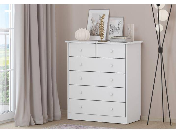 Kommode Weiß Sideboard Anrichte Kiefer Massiv 6 Schubladen von Erst-Holz