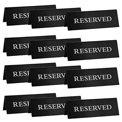 Erthree Reserviertes Tischschild aus Acryl, 12 Stück, reservierte Schilder für Hochzeiten, doppelseitig, Tischplatte, Zelttyp, Schild für Hochzeit, Party, Zeremonie, Restaurant, Bankette (schwarz) von Erthree