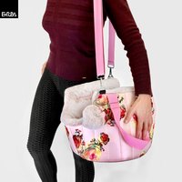 Kleine Hundetasche Mit Schultergurt, Crossbody Hundetragetasche Fell, Pinke Umhängetasche Für Kleine Hunde von ErubaDesign