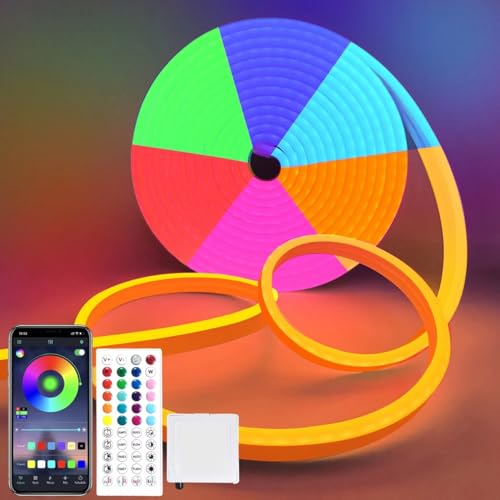Eruibos Van LED Streifen 5m, 24V RGB Dimmbarer Neon LED Streifen, IP65 Wasserdichtes Neon-Seil-Licht, DIY flexibler Lichtstreifen mit Controller für Innen-Außendekoration von Eruibos Van