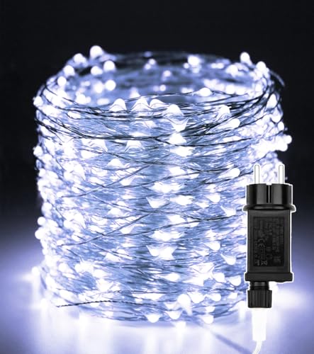 Außen LED Lichterkette, 30M 300 LED Weihnachts Lichter Kalt weiß, Kupferdraht Beleuchtung Innen Dekoration Wasserdicht mit 8 Modi für Zimmer, Weihnachten, Bäume, Garten, Party, Hochzeit, DIY Deko von Erwawee