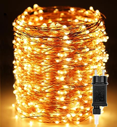 LED Lichterkette Außen Weihnachts, 200M 2000 LEDs Lichter Kupferdraht Beleuchtung Innen Dekorationen Wasserdicht mit 8 Modi für Zimmer,Weihnachten, Bäume,Garten, Party,Hochzeit,Urlaub Deko, Warmweiß von Erwawee