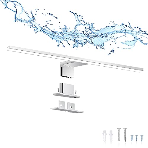 ERWEY 2 in 1 LED Spiegelleuchte 60CM Badleuchte IP44 Spiegellampe Badlampe Kaltweiß Schminklicht Badezimmer 230V Aufbauleuchte Schrank-Beleuchtung Bad Klemmleuchte 6000K 8W von ERWEY