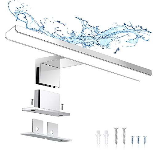 ERWEY 2 in 1 LED Badleuchte IP44 Spiegelleuchte 30CM Kaltweiß Schminklicht Badezimmer 230V Schrankleuchte Spiegelschrank Aufbauleuchte Schrank-Beleuchtung Bad Klemmleuchte (6000K 5W) von ERWEY