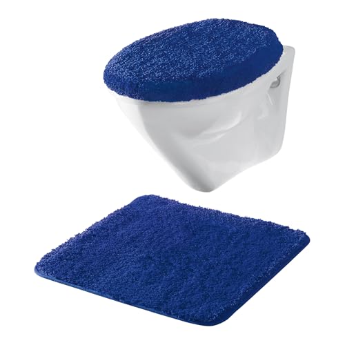 Erwin Müller Hänge-WC-Set 2-TLG. Rhodos Uni, WC-Vorlage, WC-Deckelbezug rutschhemmend Royalblau Größe - ultraweich, extrem saugfähig, flusenarm von Erwin Müller
