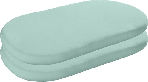 Erwin Müller Baby-Spannbettlaken 2er-Pack, Spannbetttuch Erding Frottee-Stretch, Mint Größe 40x70 cm oval - hautsympathisch, kuschelig, Rundumgummi, Liegefläche aus Baumwolle von Erwin Müller