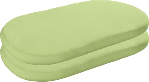 Erwin Müller Baby-Spannbettlaken 2er-Pack, Spannbetttuch Erding Frottee-Stretch, lindgrün Größe 40x70 cm oval - hautsympathisch, kuschelig, Rundumgummi, Liegefläche aus Baumwolle von Erwin Müller