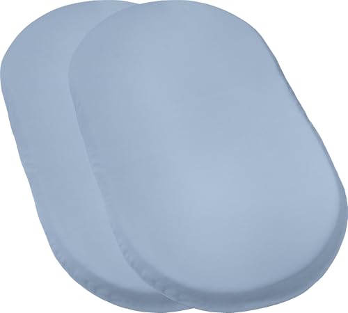 Erwin Müller Baby-Spannbettlaken Murnau 2er-Pack Single-Jersey - hellblau Größe 40x70 cm oval - hautfreundlich, atmungsaktiv, bügelfrei, strapazierstark von Erwin Müller