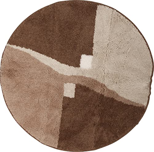 Erwin Müller Badematte Athen, Badteppich, Badvorleger rutschhemmend braun Größe rund: 90 cm Ø - kuscheliger Hochflor, für Fußbodenheizung geeignet (weitere Größen) von Erwin Müller