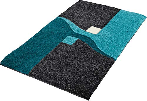 Erwin Müller Badematte Athen, Badteppich, Badvorleger rutschhemmend türkis Größe 70x120 cm - kuscheliger Hochflor, für Fußbodenheizung geeignet (weitere Größen) von Erwin Müller