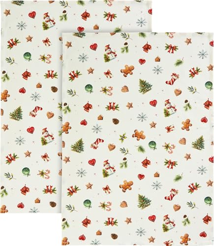Erwin Müller Baumwolle Geschirrtuch "Noel" im 2er-Pack creme-bunt Größe 50x70 cm, Weihnachten, Plätzchen, Schneemann, Schneeflocke - robuste Qualität, strapazierfähig Erwin Müller Baumwolle Geschirrtuch "Noel" im 2er-Pack creme-bunt Größe 50x70 cm, Weihnachten, Plätzchen, Schneemann, Schneeflocke - robuste Qualität, strapazierfähig von Erwin Müller