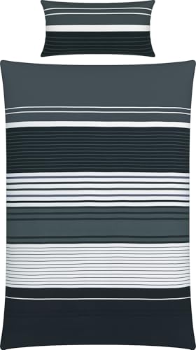 Erwin Müller Bettwäsche, Bettgarnitur, Bettbezug, Kissenbezug Mako-Satin Streifen grau-schwarz Größe 40x80 cm / 155x200 cm - streichelzart, temperaturausgleichend, mit Reißverschluss Erwin Müller Bettwäsche, Bettgarnitur, Bettbezug, Kissenbezug Mako-Satin Streifen grau-schwarz Größe 40x80 cm / 155x200 cm - streichelzart, temperaturausgleichend, mit Reißverschluss von Erwin Müller